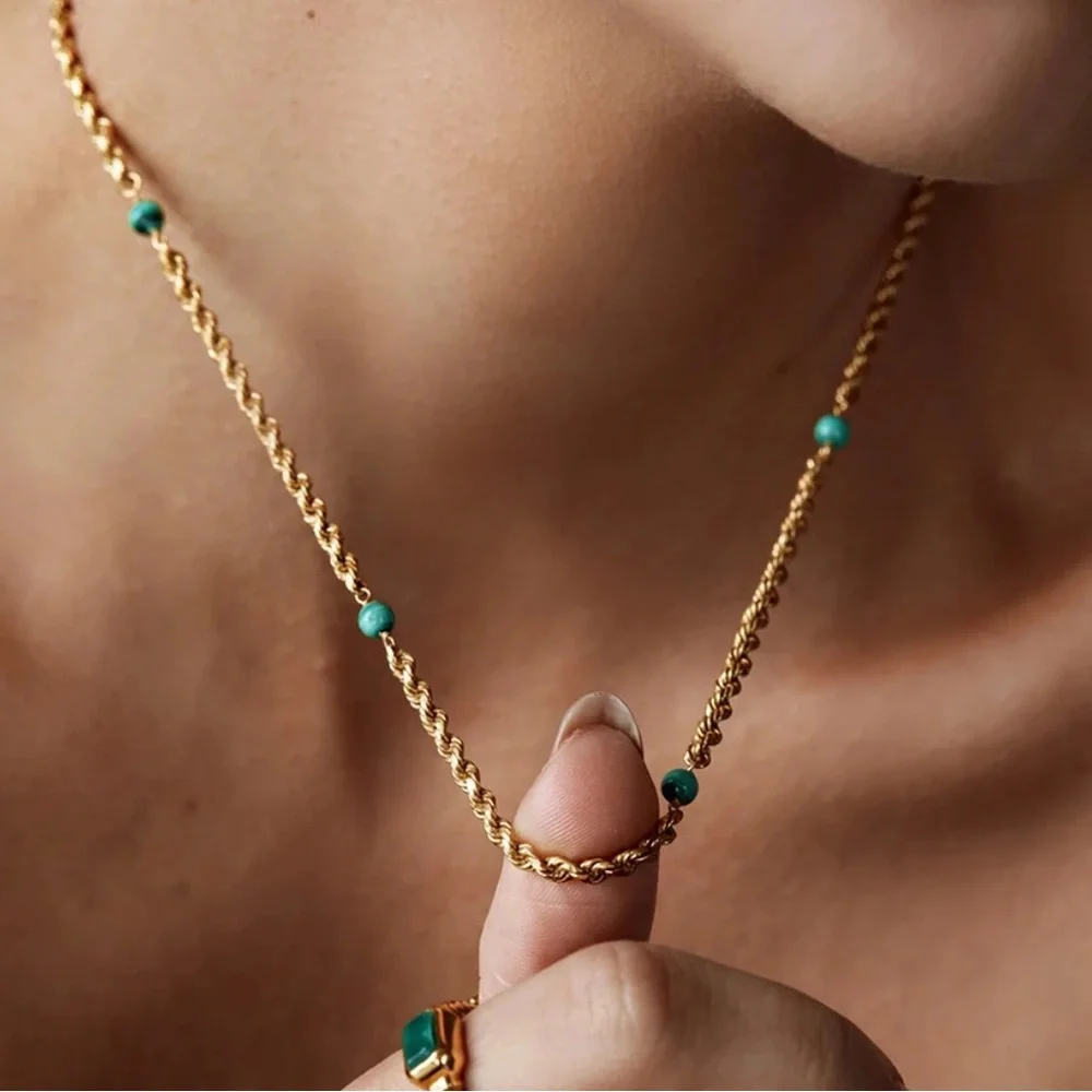 Malachite rope necklace - Picture 1 of 5